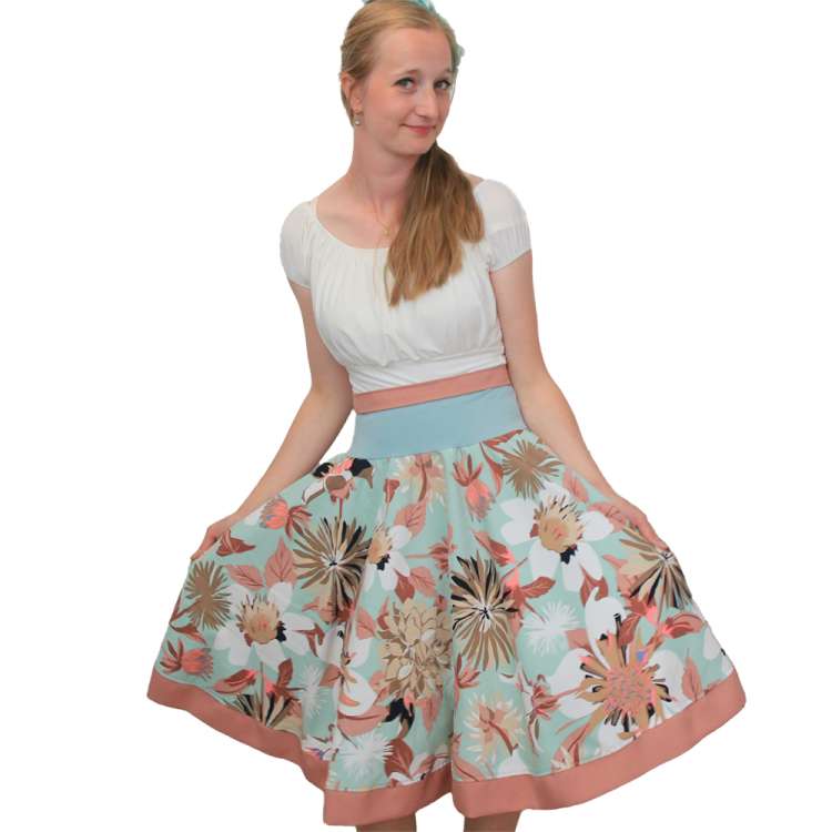 Mint Tellerrock mit Blumen